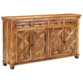 X - Design Long Rustic Sideboard with 4 Doors and Drawers and Plenty of Storage